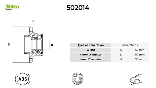 VALEO 502014 ARKA TEKER PORYASI RULMANLI DOBLO-BIPPER-NEMO-TEMPRA-MAREA-PALIO-SIENA-PUNTO-FIORINO-LINEA ABS Lİ 30x117x61.7 1606635380-46512973-71714463 ürün görseli