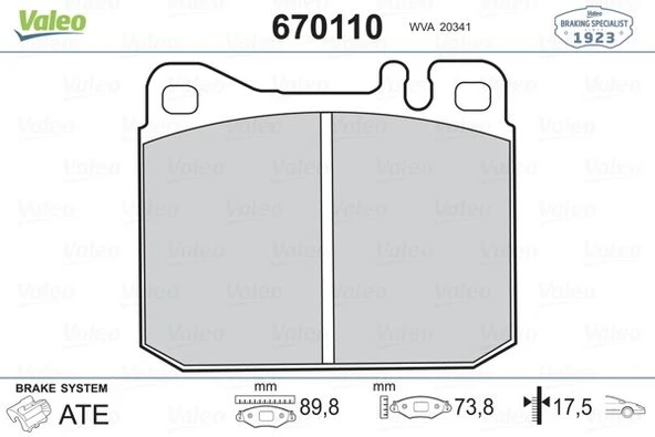 VALEO 670110 FREN BALATASI ON MERCEDES W123 C123 W126 C126 R107 A0014209920 ürün görseli 1