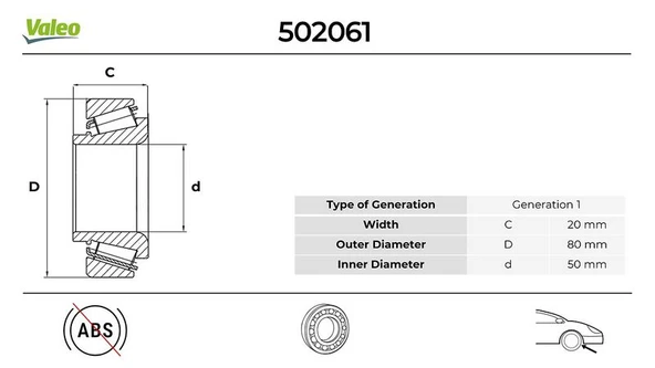 VALEO 502656 ÖN TEKER RULMANI BOXER 94-02 JUMPER 94-02 DUCATO 82-90 J5 83> 1.9D-2.0-2.5TD-2.8HDI 80x50x20 1400kg 3350.21-3326.27-71714450 ürün görseli