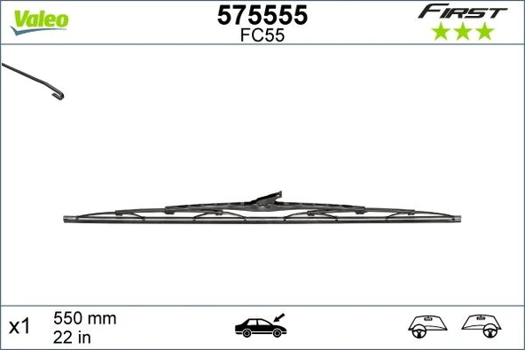 VALEO 575555 SİLECEK SÜPÜRGESİ 55cm x1 NORMAL TİP FİRST ÜNİVERSAL PJ138-PJ138-PJ138 - 1