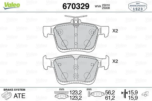 VALEO 670329 ARKA BALATA VW GOLF VII 2014 > TOURAN T-ROC 2018 > AUDI A3 2014 >2020 Q2 2016 > TT 2018 > SEAT ATECA 2016 > LEON 2014-2020 SKODA SUPER B 2015 > KAROQ 2016 > 8V0698451-5Q0698451C-3Q0698451 ürün görseli 1