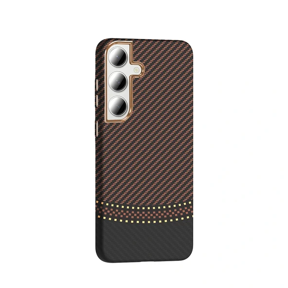 Galaxy S24 FE Kılıf M-safe Şarj Özellikli Karbon Fiber Görünümlü Zore Gros Kapak - 4