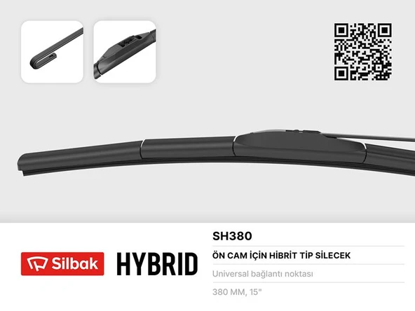 SILBAK SH380 SİLECEK SÜPÜRGESİ HYBRID TİPİ 380mm ÜNİVERSAL ürün görseli 1