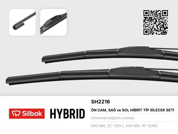 SILBAK SH2216 SİLECEK SÜPÜRGESİ 550/400MM MUZ TİPİ İ10 09/13-PİCANTO 05/11-2 DJ 10/14 CHERRY TIGGO 7 PRO 06-20 UNIVERSAL ürün görseli 1
