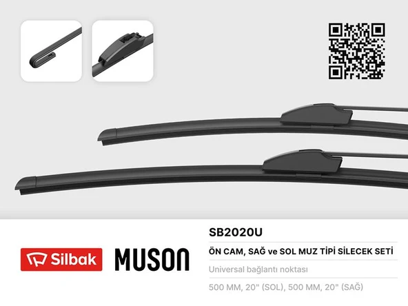 SILBAK SB2020U SİLECEK SÜPÜRGESİ 500/500MM MUZ TİPİ DUSTER 10/09-11/14 -LOGAN 07/04-LOGAN MVC 07>SANDERO 06/08 ürün görseli 1