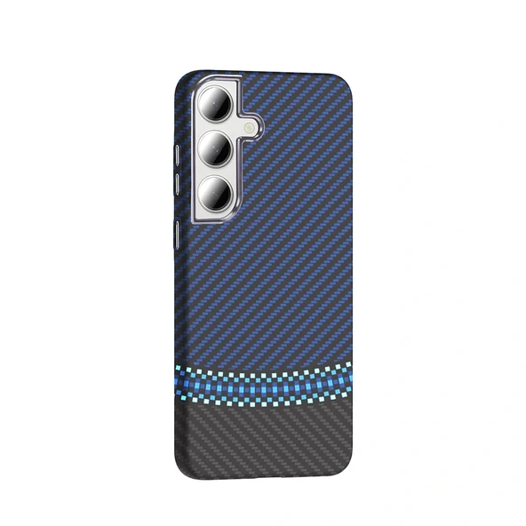 Galaxy S24 FE Kılıf M-safe Şarj Özellikli Karbon Fiber Görünümlü Zore Gros Kapak - 6