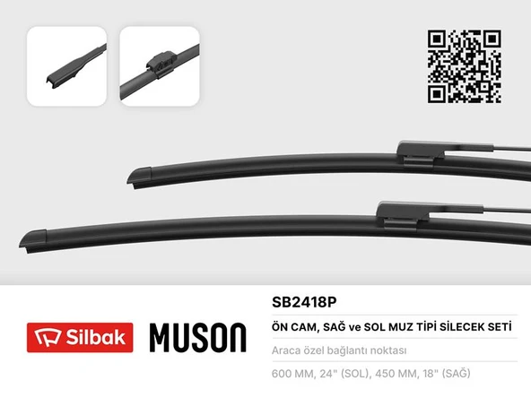SILBAK SB2418P SİLECEK SÜPÜRGESİ 600/450MM MUZ TİPİ DUSTER 12/16 ürün görseli 1