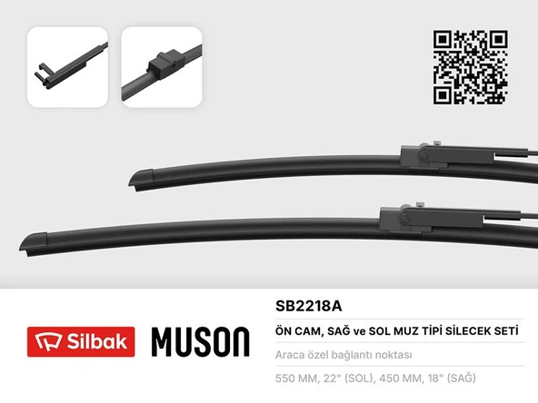 SILBAK SB2218A SİLECEK SÜPÜRGESİ 550/450MM MUZ TİPİ ASTRA H 95516010-1272108 ürün görseli 1