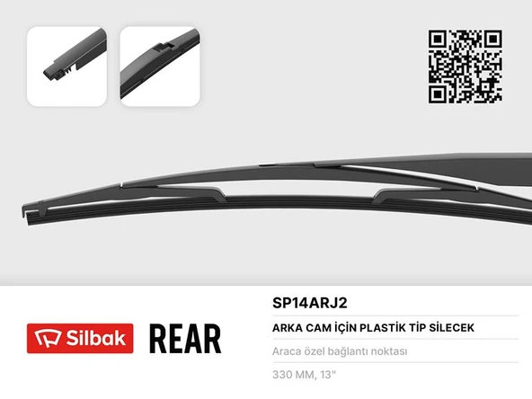 SILBAK SP14ARJ2 SİLECEK SÜPÜRGESİ ARKA PLASTİK TİP 350MM DAIHATSU SİRİON M3 10/04 . HYUNDAI ACCENT III MC 11/0 5>11/10 . H-1 CARGO. TRAVEL 02/08> . İ40 CW 07/11> . SANTA FE I. II 11/00> TUCSON 06/15> ürün görseli 1