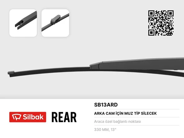 SILBAK SB13ARD SİLECEK SÜPÜRGESİ ARKA MUZ TİPİ 330MM KIA CEE D. PRO CEE D 05/12> ürün görseli 1