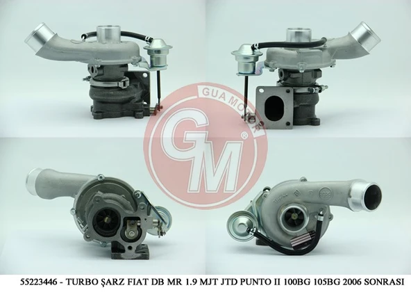 GUA 40615 TURBO ŞARJ FIAT DOBLO MARİA 1.9 MJT JTD PUNTO II STİLO 100BG 105BG 2006 SONRASI 55223446-55192810-55205488 ürün görseli 1