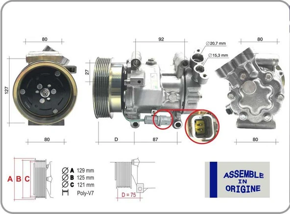 GUA 51324 KLİMA KOMPRESÖRÜ SIFIR ÜRÜN RENAULT CLIO III 04>12 KANGOO II 08> MODUS 04> MICRA III 03>10 QASHQAI J10 06>13 1.5dCi K9K 12V 6 KANAL 125MM -MERCEDES CITAN W415 12> 8200578856-2763000Q1M-82003 ürün görseli 1