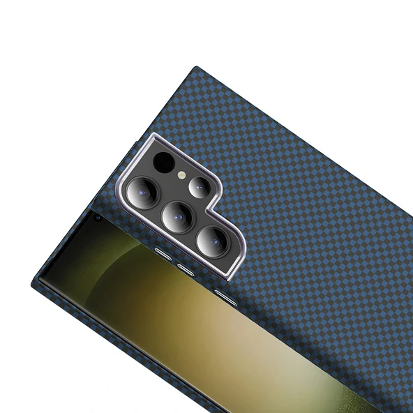 Galaxy S23 Ultra Kılıf M-safe Şarj Özellikli Karbon Fiber Görünümlü Zore Gros Kapak - Resim 11