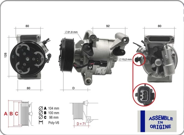 GUA 51326 KOMPRESÖR DACIA DUSTER II 18> SANDERO II 17> LOGAN II MCV 17> 1.5 DCİ 926005154R-926004475R ürün görseli 1