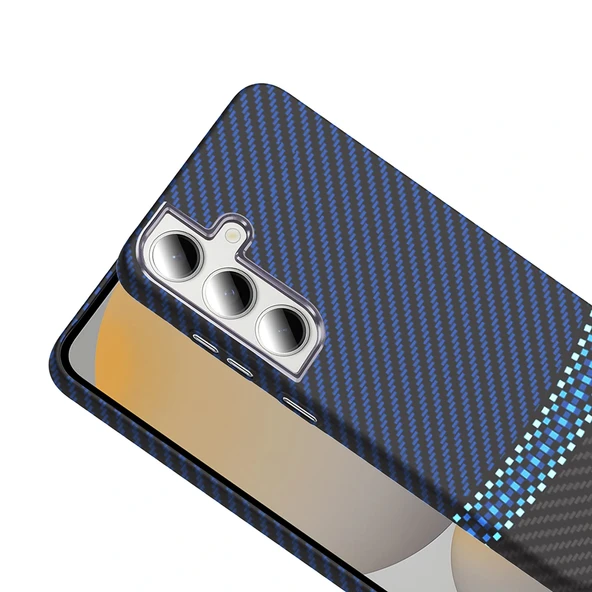 Galaxy S24 FE Kılıf M-safe Şarj Özellikli Karbon Fiber Görünümlü Zore Gros Kapak - 7