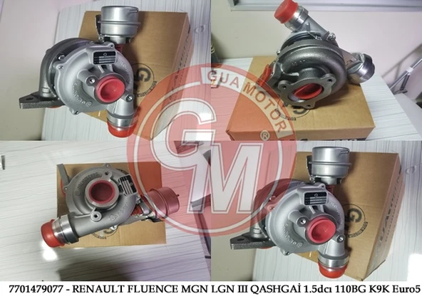 GUA 40609 TURBO ŞARJ RENAULT FLUENCE MGN LGN III QASHGAİ DACIA DUSTER 4X4 LODGY 1.5dcı 110BG K9K Euro5 7701479077-144112505R-144113843R ürün görseli