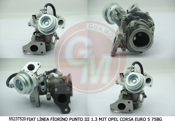 GUA 40663 TURBO ŞARJ FIAT FIORINO 07> LINEA 09> PUNTO 09> GRANDE PUNTO 05>11 1.3D MTJ E5 OPEL CORSA 1.3 CDTI A13DTC PSA BIPPER-NEMO 1.3HDI 10 > EURO5 55237520-55231037 ürün görseli