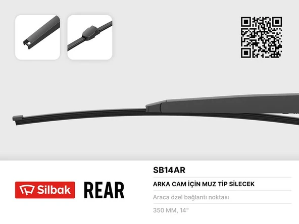 SILBAK SB14AR SİLECEK SÜPÜRGESİ ARKA MUZ TİPİ 355mm ROOMSTER/PRATIK 06>GOLF IV 03>POLO 02> ürün görseli 1