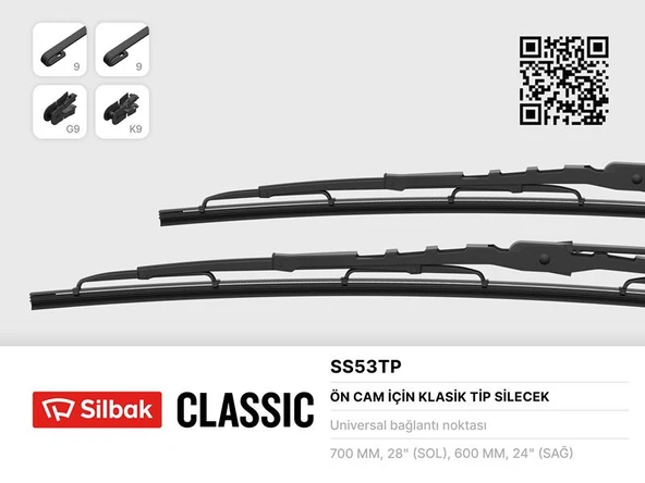 SILBAK SS53TP SİLECEK SÜPÜRGESİ 600/700MM TRANSIT V184 -V347-V348 02> YC1XS175258AA-YC1XS175258BA-T123666 ürün görseli 1