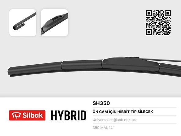 SILBAK SH350 SİLECEK SÜPÜRGESİ HYBRID TİPİ 350mm ÜNİVERSAL ürün görseli 1