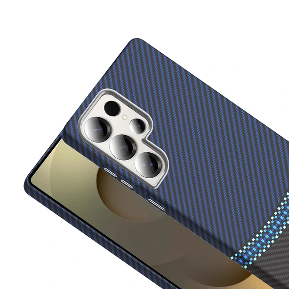 Galaxy S25 Ultra Kılıf M-safe Şarj Özellikli Karbon Fiber Görünümlü Zore Gros Kapak - 9