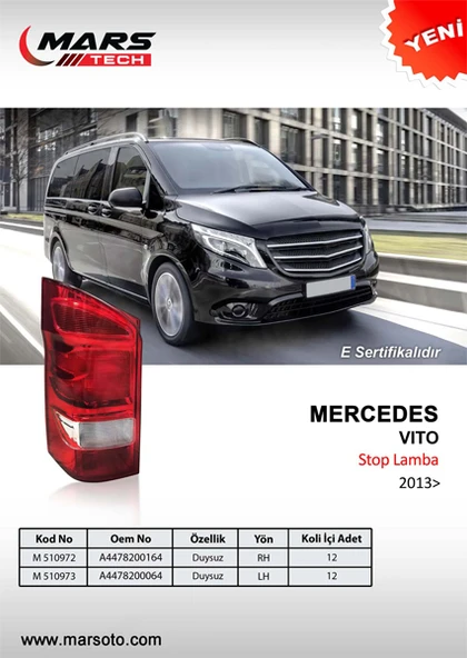 MARS 510973 STOP LAMBASI SOL MERCEDES VİTO 13 > DUYSUZ ürün görseli 1