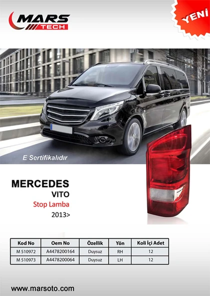 MARS 510972 STOP LAMBASI SAĞ MERCEDES VİTO 13 > DUYSUZ ürün görseli 1