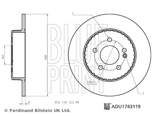 BLUEPRINT ADU1743119 FREN DISKI ARKA MERCEDES C-CLASS W205 S205 C205 A205 A0004230512 ürün görseli 1