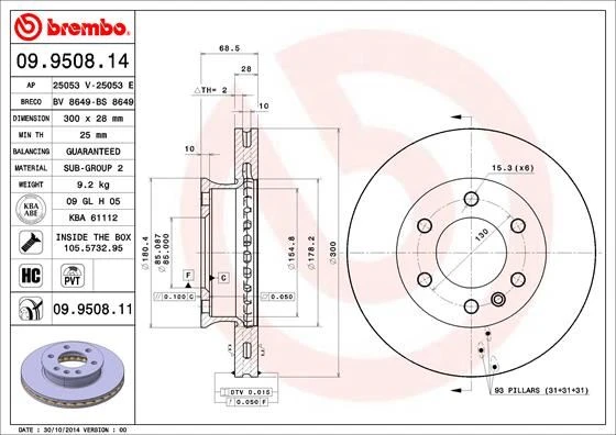 BREMBO 09950811 FREN DISKI ON MERCEDES SPRINTER B906 B907 B910 . VW CRAFTER 30-35-50 A9104210100-2E0615301 ürün görseli 1