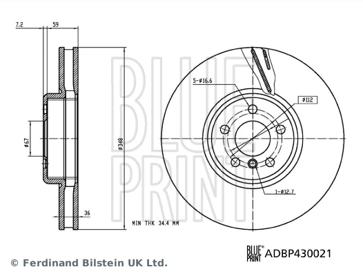 BLUEPRINT ADBP430021 FREN DISKI ON SAG BMW G20 G21 G22 G23 G30 G31 G38 G32 G11 G12 G14 G15 G16 G01 G02 G05 G18 G06 G07 G2 9 34108858706 ürün görseli 1