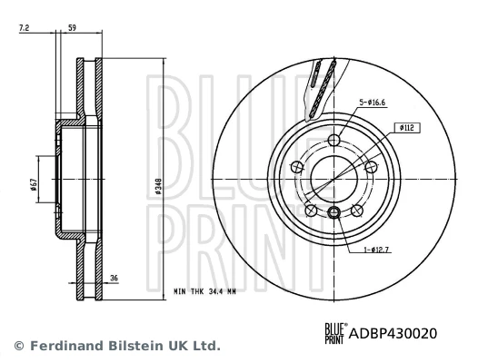 BLUEPRINT ADBP430020 FREN DISKI ON SOL BMW G20 G21 G22 G23 G30 G31 G38 G32 G11 G12 G14 G15 G16 G01 G02 G05 G18 G06 G07 G2 9 34108858705 ürün görseli 1