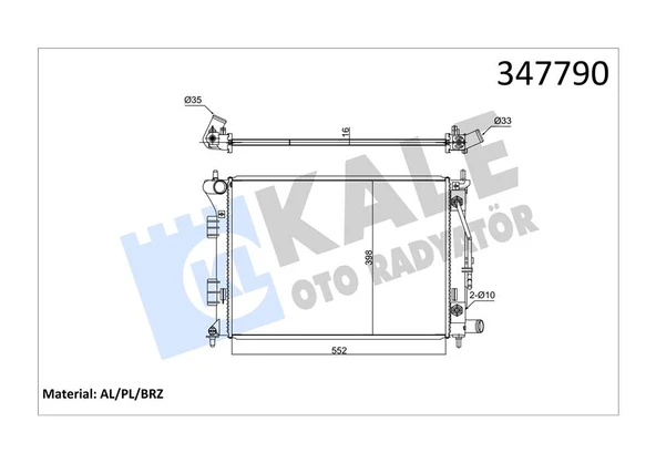 KALE 347790 RADYATÖR AL/PL/BRZ I30 1.4I-1.6I-1.6GDI 12 > ELANTRA 10 >KIA CERATO-CERATO KOUP-SOUL AT 253103X100-253103X101 ürün görseli