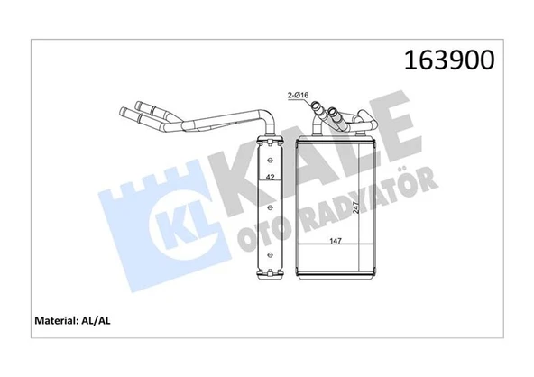 KALE 0288922AB KALORIFER RADYATORU TRANSIT V347 06>KLIMALI 6C1H18476BB-YC1H18B539BB ürün görseli 1