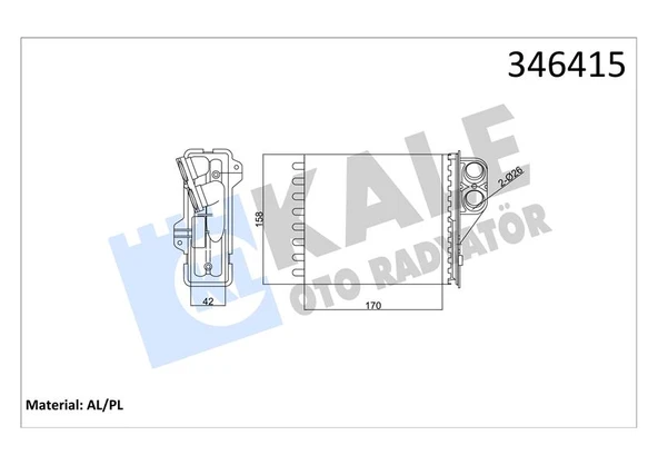 KALE 346415 KALORİFER RADYATÖRÜ LOGAN 05>DUSTER 10>SANDERO 10> 170x158 6001547484 ürün görseli