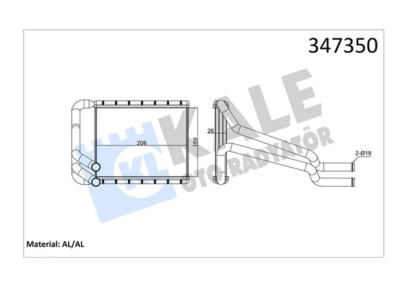KALE 347350 KALORİFER RADYATÖRÜ HYUNDAI i30 1.6L G4FD GDİ 11-16 / 1.6L D4FB CRDi dizel 11-> / KIA CEED 1.6L G4FJ T-GDI 13-> / 1.6L D4FB CRDi dizel 11-> / CERATO 1.6L G4FG 12-17 - ALEMİNYUM 97138A5000 ürün görseli 1