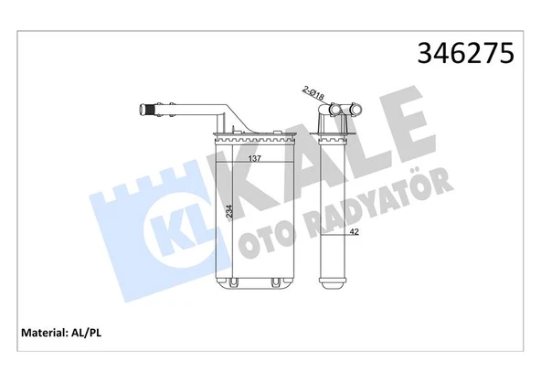 KALE 346275 KALORİFER RADYATÖRÜ 106 91-96 SAXO 96-03 AX 91-96 234x138 6448.72-6448.75-96090004 ürün görseli