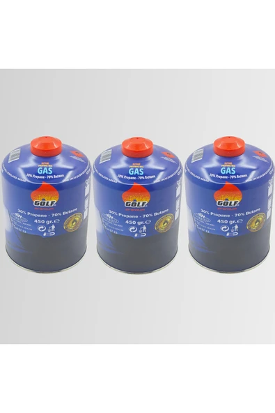 3'lü Set - GOLF Butan Propan Kamp Gazı Valfli Kartuş 450 GR ürün görseli