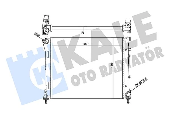 KALE 357060 SU RADYATÖRÜ FIAT PANDA 1.3JTD 12 >500-500C 1.3MTJ 1.4 16V 07 > MT AC MEKANİK 480x416x24 51793589-51835026-51934450-52044997 ürün görseli 1