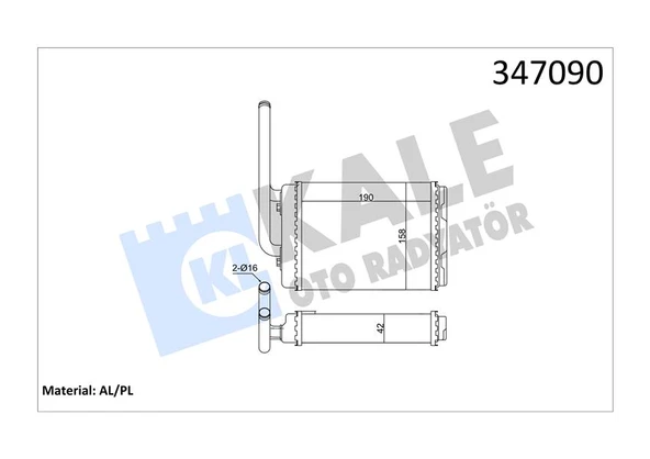 KALE 347090 KALORİFER RADYATÖRÜ TWNG 1.2İ 93 > 175X152X26 OTO.-MEK. 7701036909-7701208110 ürün görseli 1