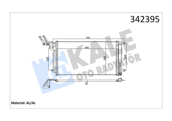 KALE 342395 KLİMA KONDENSERİ VW POLO-AUDI A1-A1 SPORTBACK-SEAT IBIZA V-TOLEDO IV AL-AL 6R0820411D-6R0820411-6R0820411H ürün görseli 1