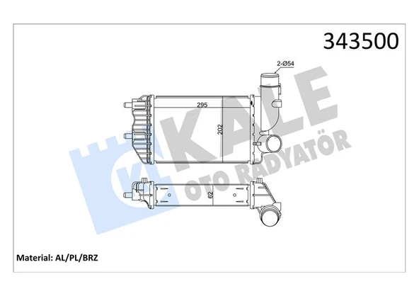 KALE 343500 TURBO RADYATÖRÜ INTERCOOLER DUCATO-JUMPER-BOXER AL/PL/BRZ 295x202x62 1307012080-0384.E4-1340934080 ürün görseli 1
