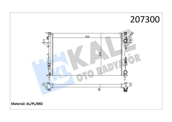 KALE 0529302AL RADYATÖR LGN II 1.6-1.8-2.0-1.9 DCI AC MEK OTOM 670x399x26 2 SIRA AL SİSTEM 8200008764 ürün görseli 1