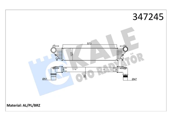 KALE 347245 TURBO RADYATÖRÜ INTERCOOLER FIAT EGEA-FIAT 500L 1.3-1.6 JTD-1.4 51887954 ürün görseli 1