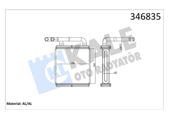 KALE 346835 KALORİFER RADYATÖRÜ HYUNDAI H100 2.5L D4BA PANELVAN 94-00 - ALEMİNYUM 9721143010-9721143100-9721143050 ürün görseli