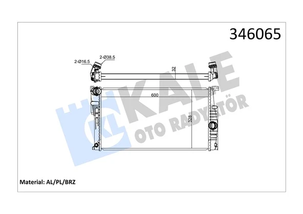KALE 346065 MOTOR SU RADYATORU BMW N13 N47 B47 F20 F21 F22 F23 F30 F31 F34 F35 F32 F33 F36 17118672102 ürün görseli 1