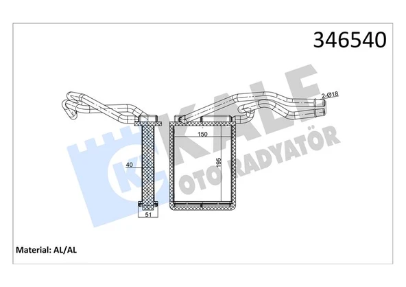 KALE 346540 KALORIFER RADYATORU FIESTA V 01>08 FUSION 01>12 MAZDA II 121 2S6H18B539AB-1206926-DD1061A10 ürün görseli 1