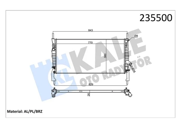 KALE 0222281AB MOTOR SU RADYATORU TRANSIT V347 2.2TDCI 2.4TDCI 3.2TDCI 06>KLIMALI 6C118005CD-1373156-1383317 ürün görseli 1