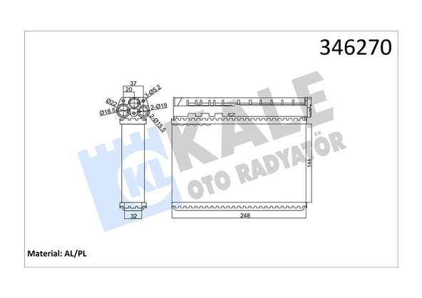 KALE 346270 KALORIFER RADYATORU BMW E39 E36 KLIMALI 64111469197-64111393212 ürün görseli