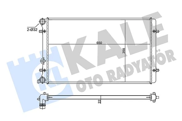 KALE 366400 SU RADYATÖRÜ AUDI A3-TT-SEAT LEON-TOLEDO II-SKODA OCTAVIA I-VW BORA-GOLF IV 1.6 1.8T 1.9TDI 98 > MT AC NAC BRAZING 650x398x22 1J0121253J-1J0121253N-1J0121253Q-1J0121253AT-1J0121253R 1J0121 ürün görseli 1