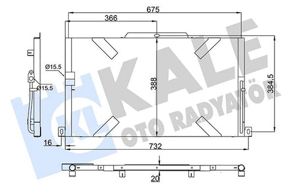 KALE 358765 KLIMA RADYATORU DT244 DT224 DEFENDER L316 07>16 LR025985-JRB000051 ürün görseli 1
